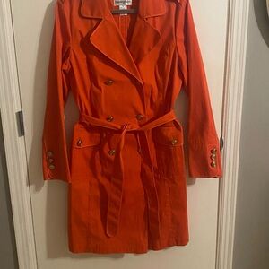 Bloomingdale's Vibrant Orange Trench Coat NWOT